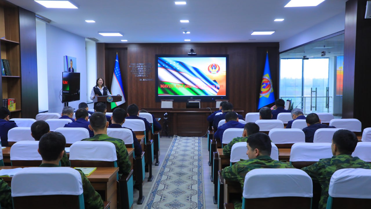 Samarqand viloyati Favqulodda vaziyatlar boshqarmasida xodimlar ishtirokida “Ayol qadri ulug‘langan yurt” mavzusida ma’naviy-ma’rifiy mashg‘ulot o‘tkazildi.