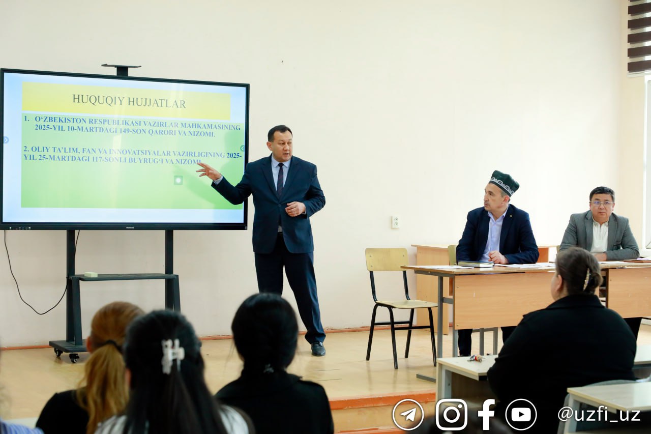 O‘zbekiston-Finlandiya pedagogika instituti o‘quv ishlari bo‘yicha prorektori Noryigit Musulmonov tomonidan aniq va amaliy fanlar fakulteti 1-bosqich talabalari uchun seminar-trening tashkil etildi