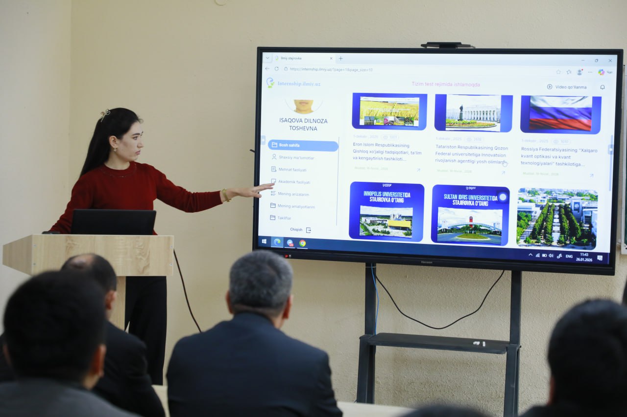 Tabiiy fanlar fakultetida ilmiy stajirovka va loyihalarni elektron tizimlar orqali taqdim etish tartibi muhokama qilindi