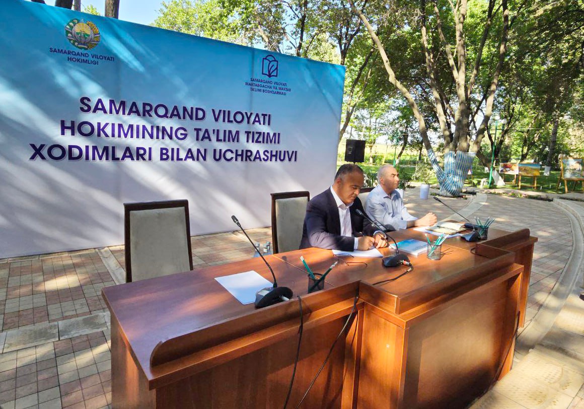 Samarqand viloyati hokimi vazifasini bajaruvchi Adiz Boboyev Oqdaryo tumanidagi “Ustoz” sihatgohida ta’lim sohasi vakillari bilan uchrashuv o‘tkazdi